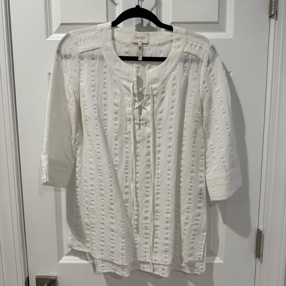 Laundry By Shelli Segal White Tie Front Blouse